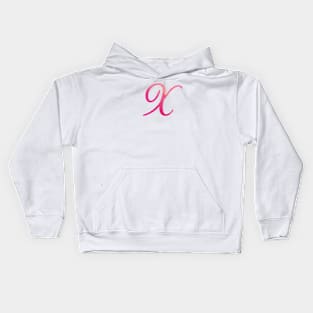 Letter X  Monogram, Pink Color Personalized Design Kids Hoodie